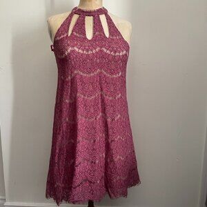 Plum Lace Halter Dress